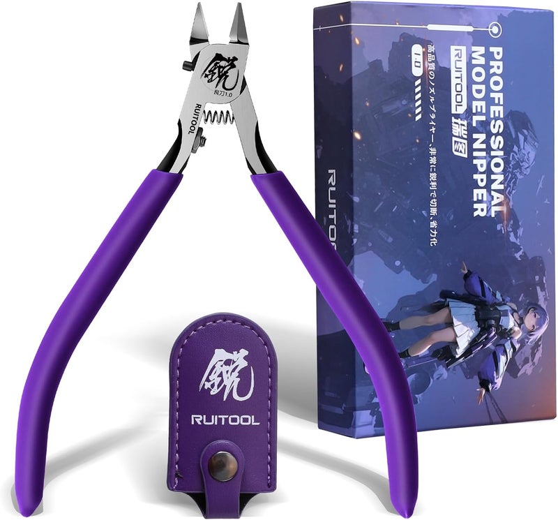 RUITOOL Model Nippers, Model Tools for Beginners to Repair and Fix Plastic Models, Ultra-thin Single-edged Non-slip Grip, 4.7 Inch Sharp Cutters for Model Building - Image 1
